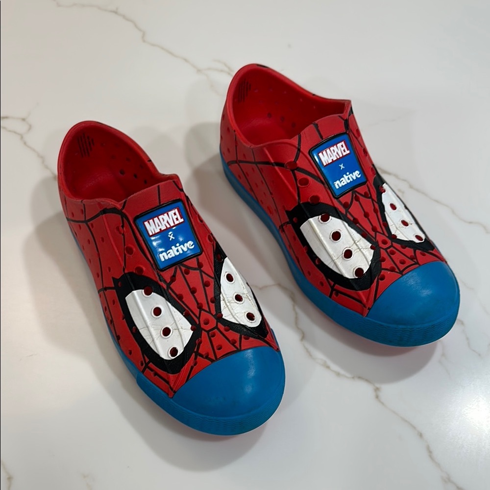 Native Red and Blue Sneakers Playful Design